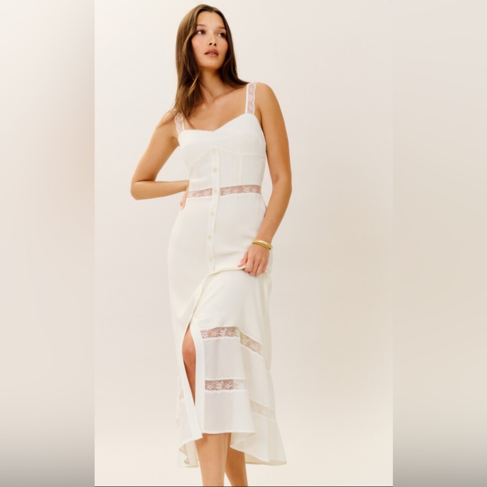 New Reformation Wynton Lace Midi Dress White Size 4